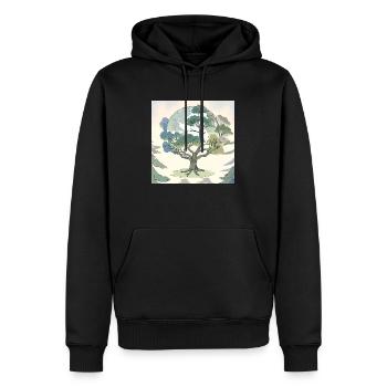 Mutter Erde: Der Baum der Ewigkeit - Männer Premium Bio Hoodie - Schwarz - Vorne - Nico (187cm)