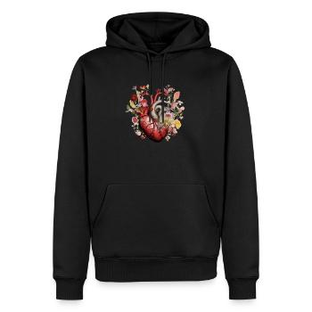 Herzblume | Herz Design | Herz aus Blumen | Blumen - Männer Premium Bio Hoodie - Schwarz - Vorne - Nico (187cm)