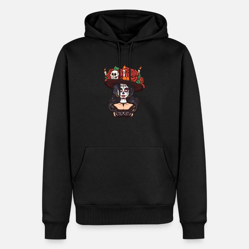 Sugar Skull Mädchen - Männer Premium Bio Hoodie - Schwarz
