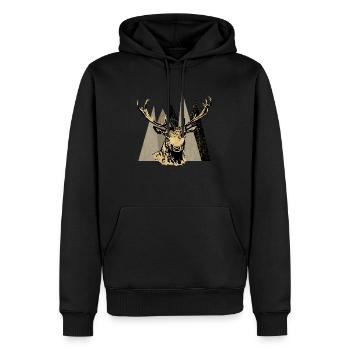 Cerf - Sweat à capuche Premium bio Homme - noir - Devant - Nico (187cm)