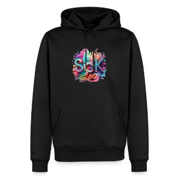 Fleur de lotus - Sweat à capuche Premium bio Homme - noir - Devant - Nico (187cm)