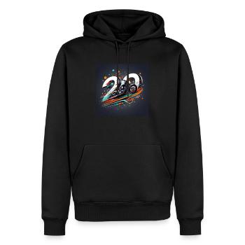 Motorrad-Designs zum 20-jährigen Jubiläum: Geschwindigkeit und Stil - Männer Premium Bio Hoodie - Schwarz - Vorne - Nico (187cm)