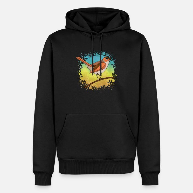 Bunter Vogel - Männer Premium Bio Hoodie - Schwarz