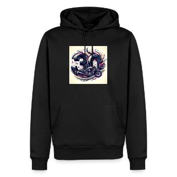 Motorrad-Designs zum 30-jährigen Jubiläum: Geschwindigkeit und Stil - Männer Premium Bio Hoodie - Schwarz - Vorne - Nico (187cm)