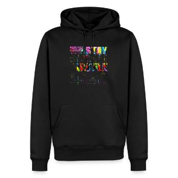 Stay Positive Street Art Urban Spray Vintage Retro - Männer Premium Bio Hoodie - Schwarz - Vorne - Nico (187cm)