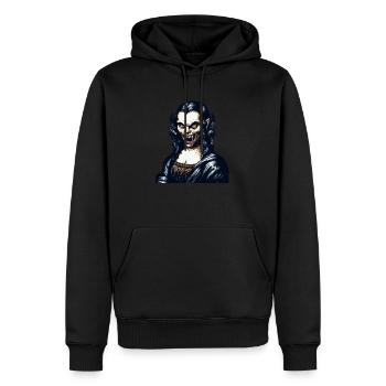Mona Lisa goes Vamp - Männer Premium Bio Hoodie - Schwarz - Vorne - Nico (187cm)