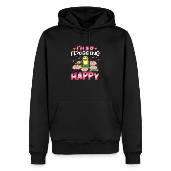 I ́m so Frogging Happy - Men’s Premium Organic Hoodie - black - Front - Nico (187cm)