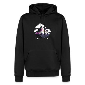 Abstraktes Berg-Logo - Männer Premium Bio Hoodie - Schwarz - Vorne - Nico (187cm)