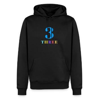 Three-3rd Anniversary - Men’s Premium Organic Hoodie - black - Front - Nico (187cm)