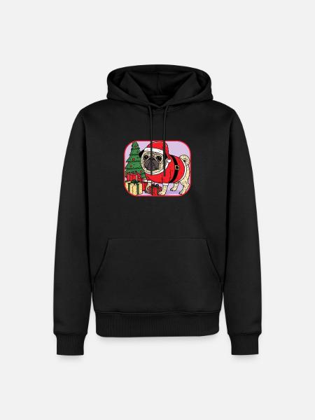 Mops-Weihnachten - Männer Premium Bio Hoodie - Schwarz