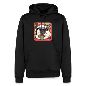 Weihnachts-Nikolaus-Mopshund - Männer Premium Bio Hoodie - Schwarz - Vorne - Nico (187cm)