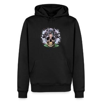 Kreativer Totenkopf mit Rosen Design - Männer Premium Bio Hoodie - Schwarz - Vorne - Nico (187cm)