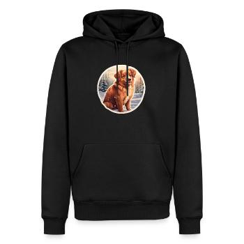 Chien dans la neige - Sweat à capuche Premium bio Homme - noir - Devant - Nico (187cm)