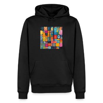 Carreaux en coloré - Sweat à capuche Premium bio Homme - noir - Devant - Nico (187cm)