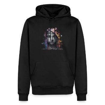 Graffiti Street Art Spray pochoir Vintage rétro - Sweat à capuche Premium bio Homme - noir - Devant - Nico (187cm)