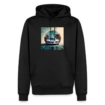 Miami Portal Escape (Miami Collection) - Männer Premium Bio Hoodie - Schwarz - Vorne - Nico (187cm)