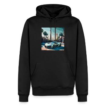 Race car in Miami (Miami Collection) - Männer Premium Bio Hoodie - Schwarz - Vorne - Nico (187cm)