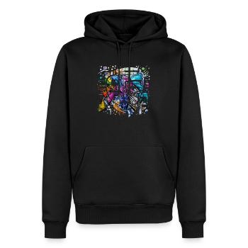 Graffiti Street Art Spray Vintage Stencil Retro - Men’s Premium Organic Hoodie - black - Front - Nico (187cm)