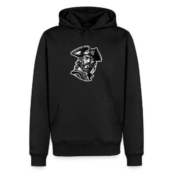 Capitaine / Marin / Marin / Marin / Maritime / Ahoy - Sweat à capuche Premium bio Homme - noir - Devant - Nico (187cm)