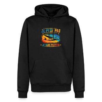 Je peux pas je dois piloter - Sweat à capuche Premium bio Homme - noir - Devant - Nico (187cm)