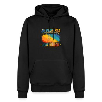 Je Peux pas J'ai Loulou - Sweat à capuche Premium bio Homme - noir - Devant - Nico (187cm)
