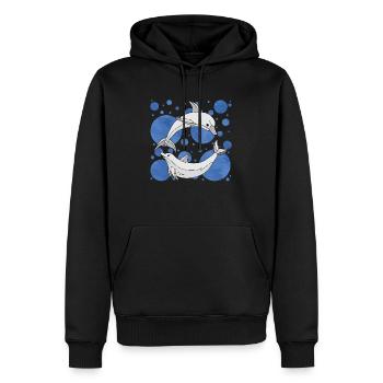 Delphine - Männer Premium Bio Hoodie - Schwarz - Vorne - Nico (187cm)