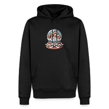 Verzauberter Lebkuchendorf-Globus - Männer Premium Bio Hoodie - Schwarz - Vorne - Nico (187cm)