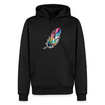 Plume/plume d'écriture/plume d'oiseau/plume de duvet - Sweat à capuche Premium bio Homme - noir - Devant - Nico (187cm)