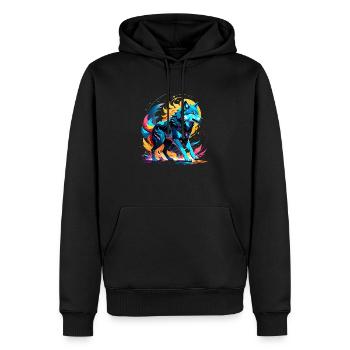 loup en couleur - Sweat à capuche Premium bio Homme - noir - Devant - Nico (187cm)