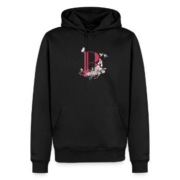 Buchstabe b floral - Geschenkidee - Männer Premium Bio Hoodie - Schwarz - Vorne - Nico (187cm)