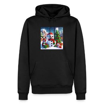 Bonhomme de neige pixel Noël - Sweat à capuche Premium bio Homme - noir - Devant - Nico (187cm)