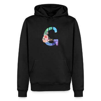 Lettre g watercolor - Sweat à capuche Premium bio Homme - noir - Devant - Nico (187cm)