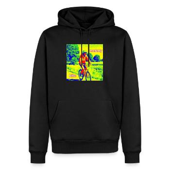 Cyclist riding in the countryside - Men’s Premium Organic Hoodie - black - Front - Nico (187cm)