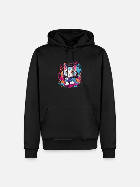 Bunte Katze - Männer Premium Bio Hoodie - Schwarz