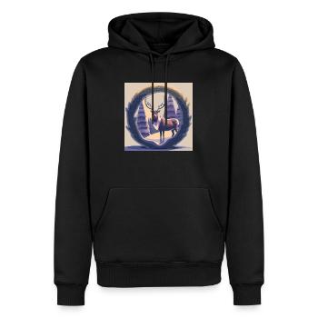 Rentier Kranz - Männer Premium Bio Hoodie - Schwarz - Vorne - Nico (187cm)