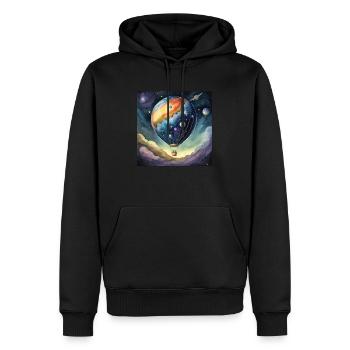 Heißluftballon im Weltall - Männer Premium Bio Hoodie - Schwarz - Vorne - Nico (187cm)