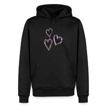 Live Love Laugh - verspiegelte Herzen - Männer Premium Bio Hoodie - Schwarz - Vorne - Nico (187cm)