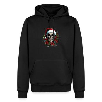 christmas skull - Männer Premium Bio Hoodie - Schwarz - Vorne - Nico (187cm)