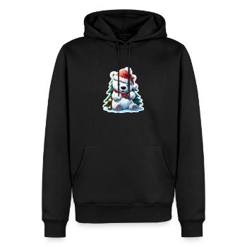 Ours polaire / Animal / Norpol / Hiver / Enfantin / Doux - Sweat à capuche Premium bio Homme - noir - Devant - Nico (187cm)