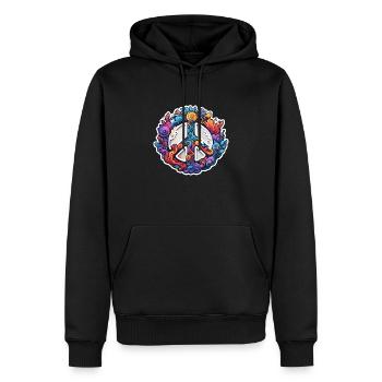 Love Peace and Harmonie / Hippie / Freiheit - Männer Premium Bio Hoodie - Schwarz - Vorne - Nico (187cm)