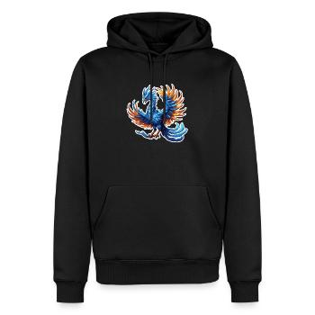 Phoenix / Vogel / Tier / Fabelwesen / Feuer - Männer Premium Bio Hoodie - Schwarz - Vorne - Nico (187cm)