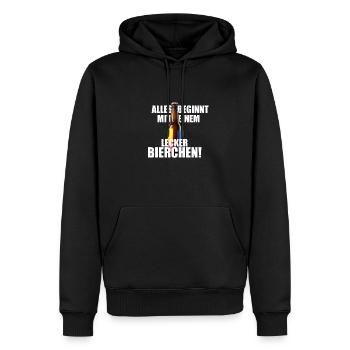 Alles beginnt mit einem LECKER BIERCHEN - Saufen - Männer Premium Bio Hoodie - Schwarz - Vorne - Nico (187cm)