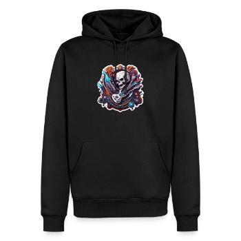 Rock n Roll / Rockabilly / Totenkopf / Skull - Männer Premium Bio Hoodie - Schwarz - Vorne - Nico (187cm)