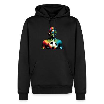 Un gars de football cool prêt pour le jour du match - Sweat à capuche Premium bio Homme - noir - Devant - Nico (187cm)