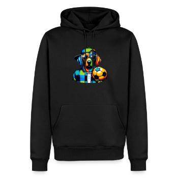 Fußballhund bereit für den Spieltag! - Fußball Kunst - Männer Premium Bio Hoodie - Schwarz - Vorne - Nico (187cm)