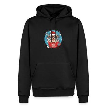 Weihnachts Welpe in Tasse - Merry Christmas - Männer Premium Bio Hoodie - Schwarz - Vorne - Nico (187cm)