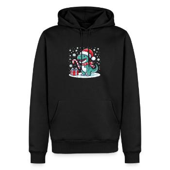 Weihnachtlicher T-Rex - Männer Premium Bio Hoodie - Schwarz - Vorne - Nico (187cm)