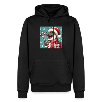 Weihnachts-Dinosaurier - Männer Premium Bio Hoodie - Schwarz - Vorne - Nico (187cm)