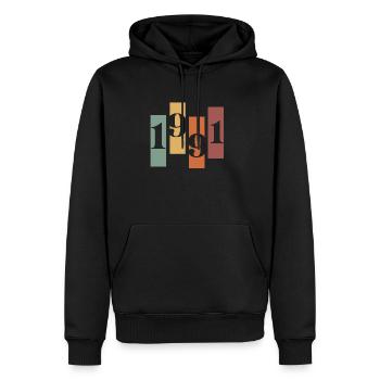 1991 vintage rétro - Sweat à capuche Premium bio Homme - noir - Devant - Nico (187cm)