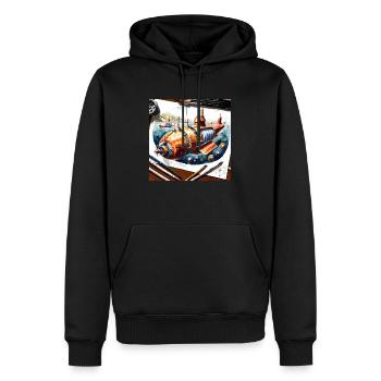 Sous marin #6 - Sweat à capuche Premium bio Homme - noir - Devant - Nico (187cm)